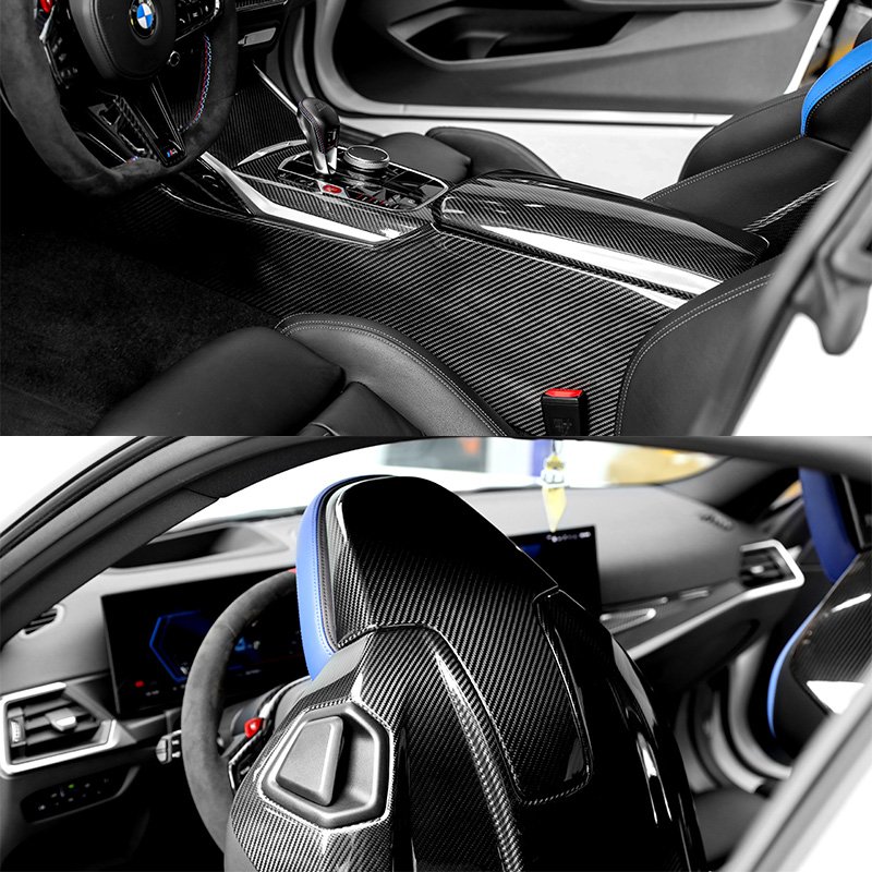 Dry Carbon Fiber Interior Kit Seat Backrest Central Control Panel Cover for BMW M2 G87 M3 G80 G81 M4 G82 M440 Panel Trim Piece