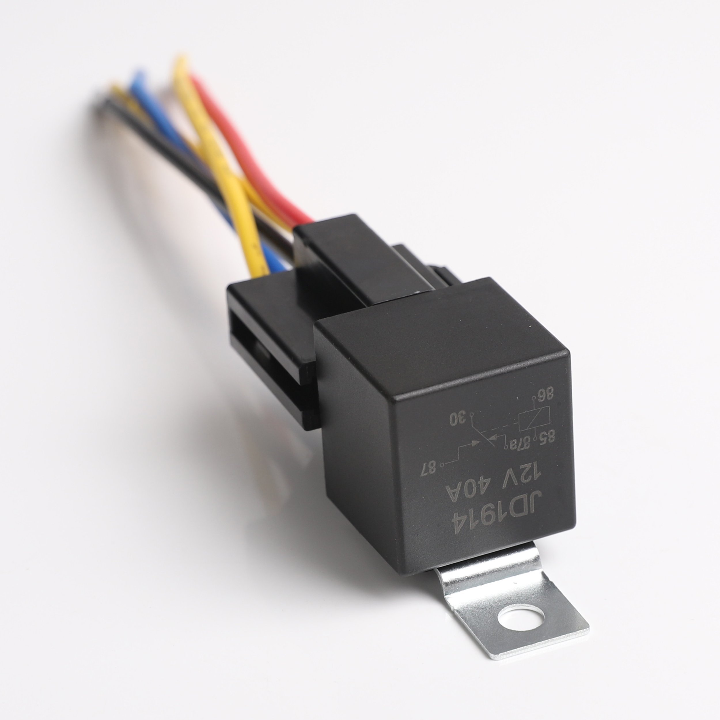 JD1912 12V 40A 4 Pin SPST Car Relay Harness Sockets with Color-Labeled Wires for Automotive Truck Van Motorcycle Boat