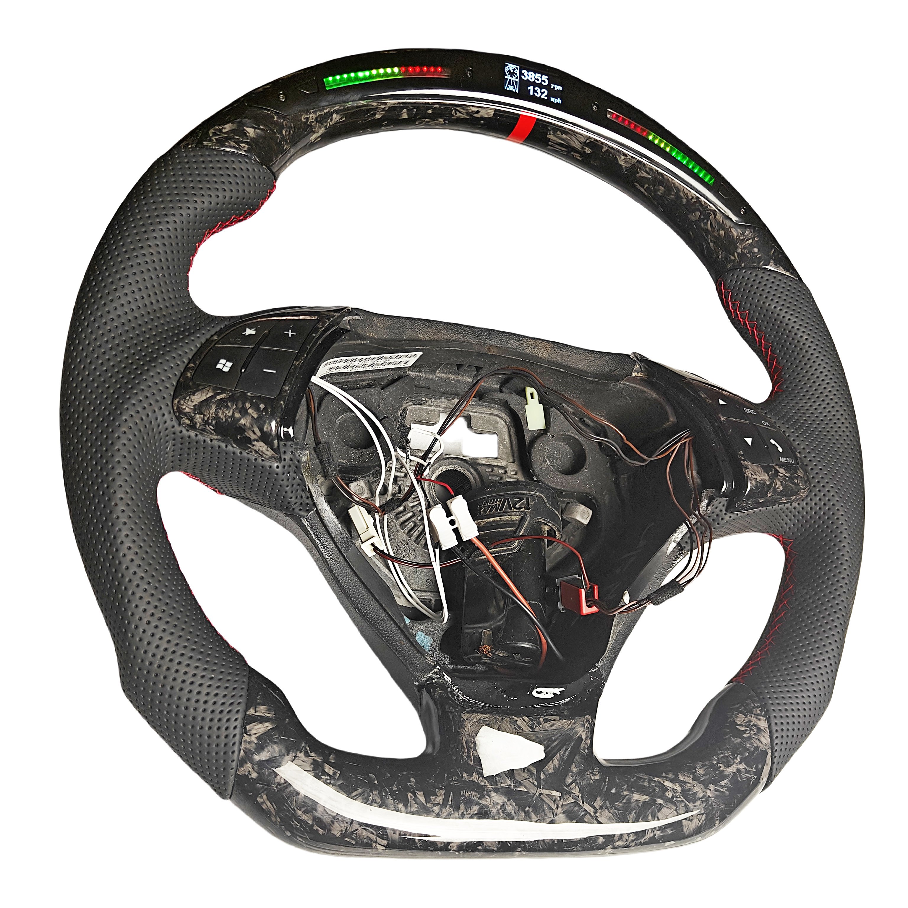 Custom 100% Real Carbon Fiber Leather Alcantara LED Performance Display Car Steering Wheel Fit for Fiat Abarth 595 595C 695