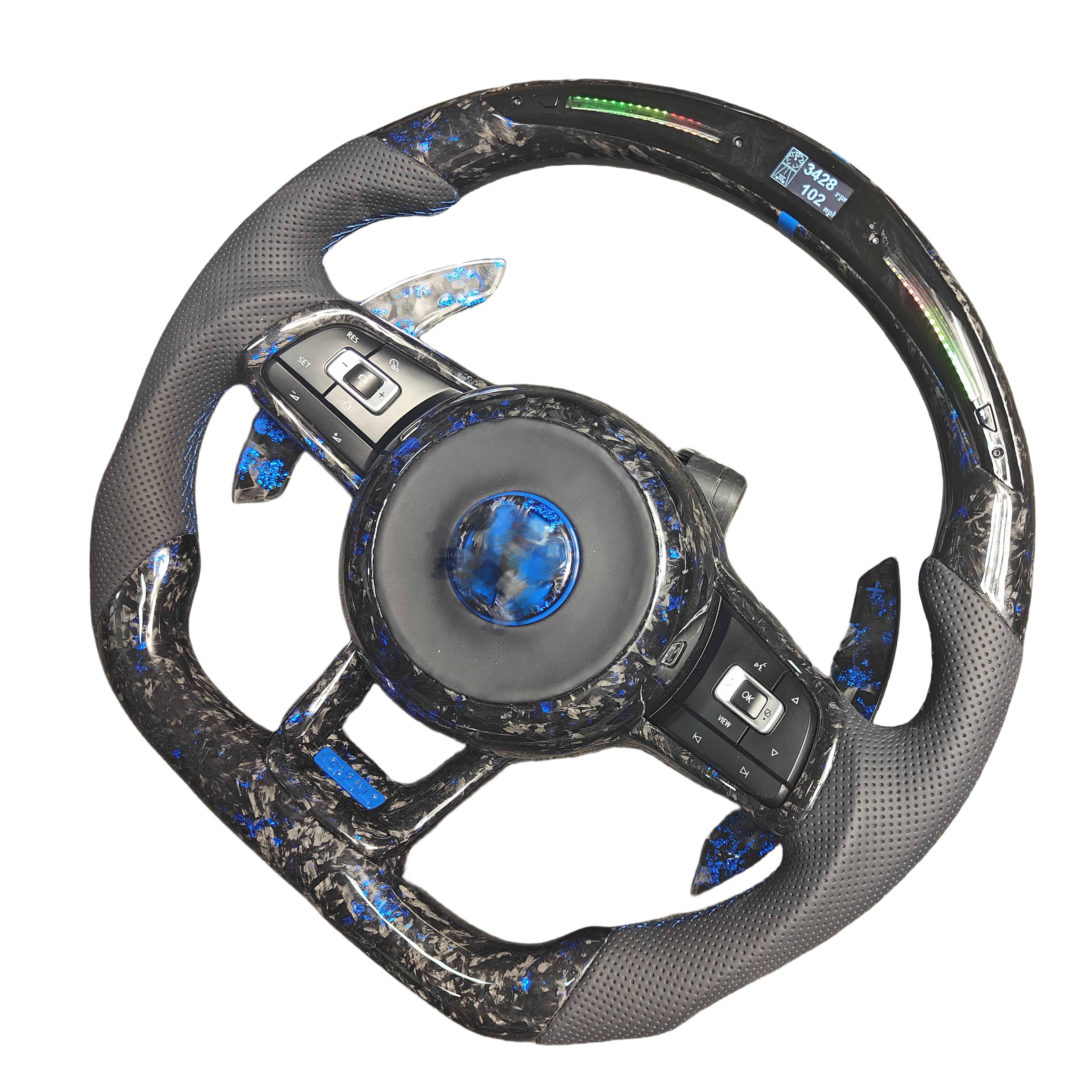 2015-2016 Volkswagen Tiguan True Carbon Fiber Sports Style Steering Wheel Forged LED for Golf 7 GTI GTS GTD GTE Polo GTI mk6 mk7