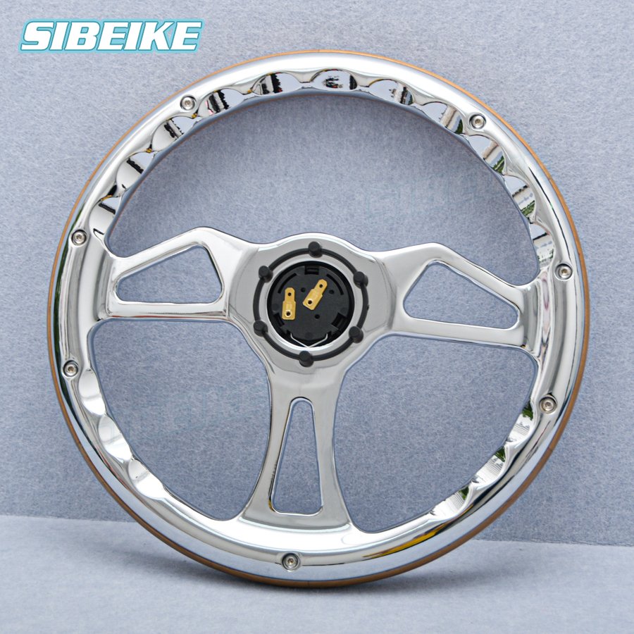 Sibeike 14inch Classic Real Wood Car Steering Wheel Universal Vintage Retro Sports Steering Wheel with Rivet