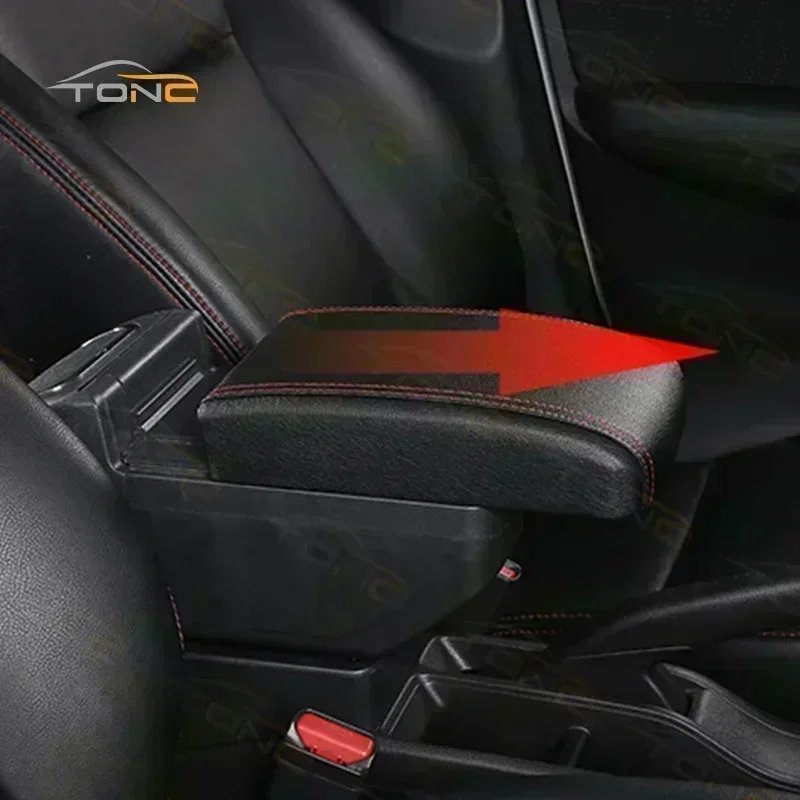 TONC Ford Fiesta Premium ABS Armrest Console - Dual USB Ports, Cup Holder, and Dual Storage Compartments