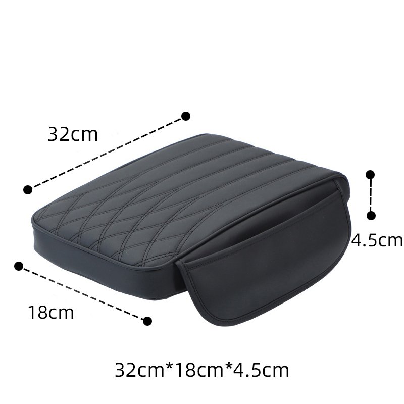 Universal Nappa Leather Car Accessories Front Central Armrest Cushion Mat 32*18*4.5cm Memory Foam Side Storage Increases Height