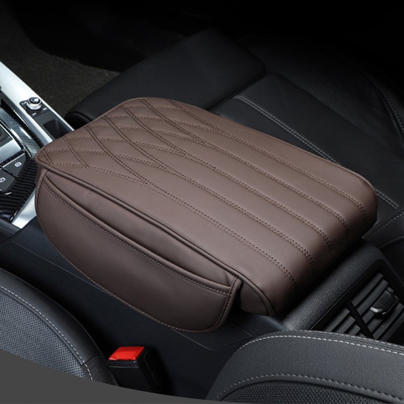 Universal Nappa Leather Car Accessories Front Central Armrest Cushion Mat 32*18*4.5cm Memory Foam Side Storage Increases Height