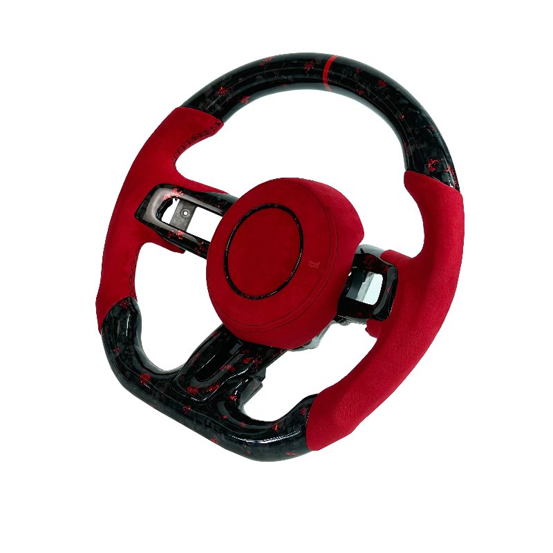 Factory wholesale Red Suede Leather Carbon Fiber Steering Wheel for Ford Mustang GT 20s cobra Shelby Car Steering Wheel