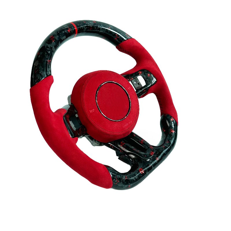 Factory wholesale Red Suede Leather Carbon Fiber Steering Wheel for Ford Mustang GT 20s cobra Shelby Car Steering Wheel