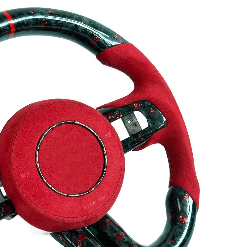 Factory wholesale Red Suede Leather Carbon Fiber Steering Wheel for Ford Mustang GT 20s cobra Shelby Car Steering Wheel