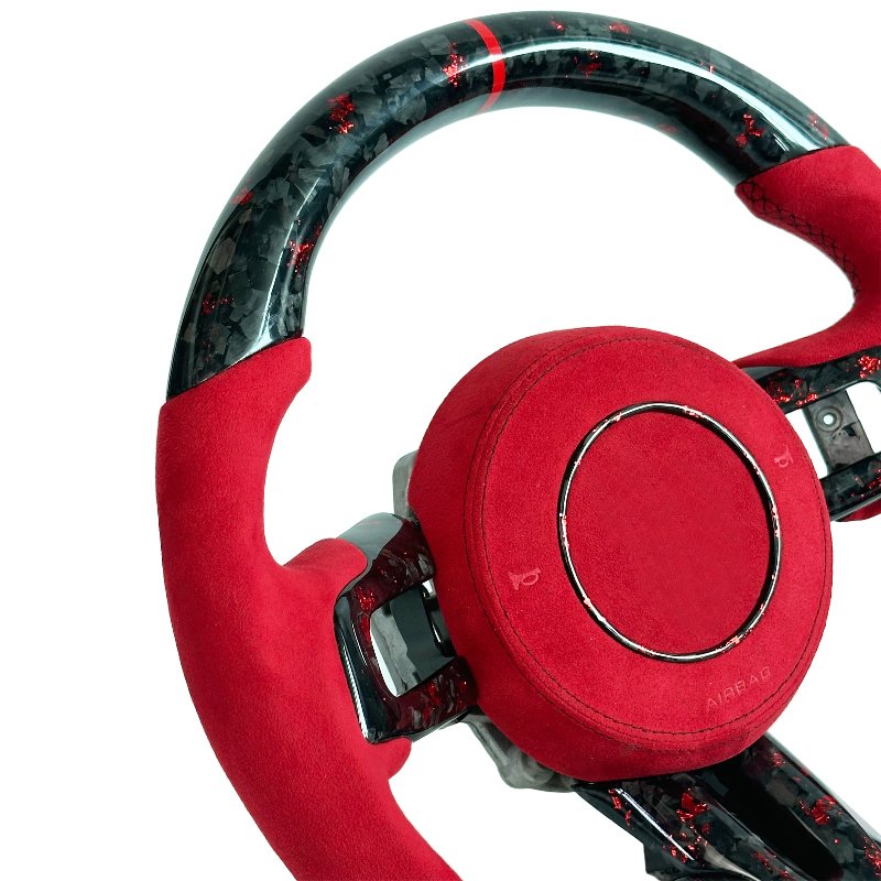 Factory wholesale Red Suede Leather Carbon Fiber Steering Wheel for Ford Mustang GT 20s cobra Shelby Car Steering Wheel