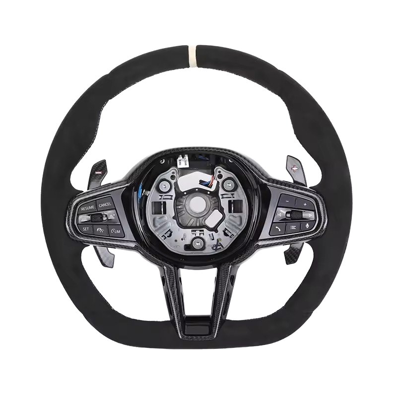 With Carbon Shift Paddle M Sport Alcantara Leather Steering Wheel for BMW M5 F10 F90 M6 F06 F12 F13 F11 F07 F01 F02 F03 F04 LCI