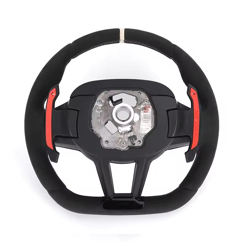 With Carbon Shift Paddle M Sport Alcantara Leather Steering Wheel for BMW M5 F10 F90 M6 F06 F12 F13 F11 F07 F01 F02 F03 F04 LCI