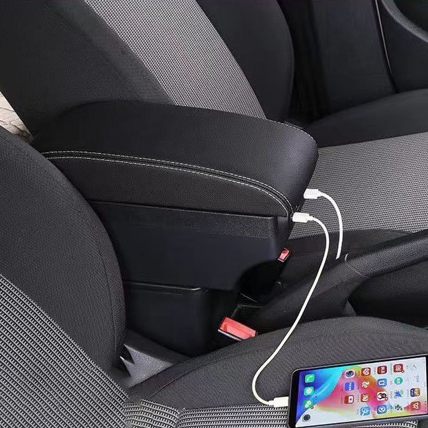 For Suzuki Swift Car Armrest Central Store Content 3 USB Charging Double Layer Storage Box Arm Rest Car Accessories