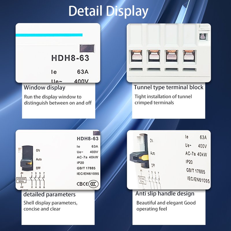 Hot Sell 4P 63A Contactors 400V AC Coil DIN Rail Contactor Home Use Modular AC Contactor Relays Starters With Manual
