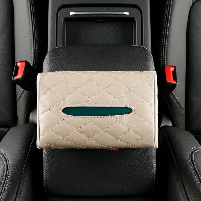 Car Tissue Box Diamond Grid Tissue Box Storage Bag Car Armrest Box Paper Bag Chair Back Hanging Tissue Bag