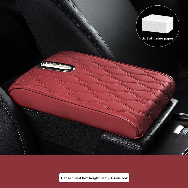 Memory Foam Extender Cushion Protector Tissue Holder Facial Napkin Holder Leather Armrest Box Mat Car Center Console Box Cover