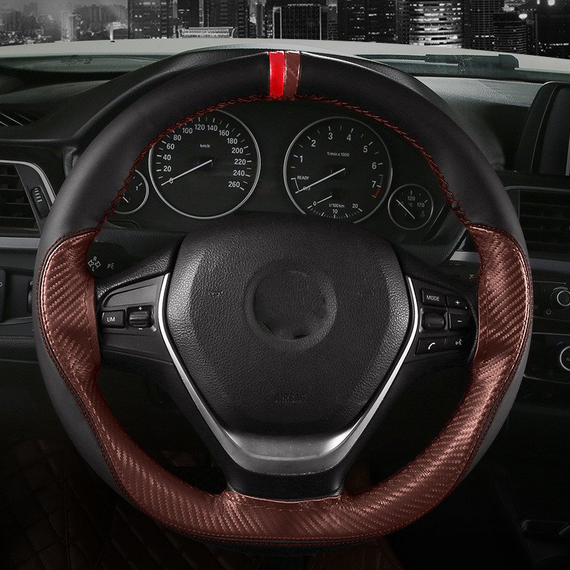 38CM Microfiber Leather DIY Cars Steering wheel Cover Stitch