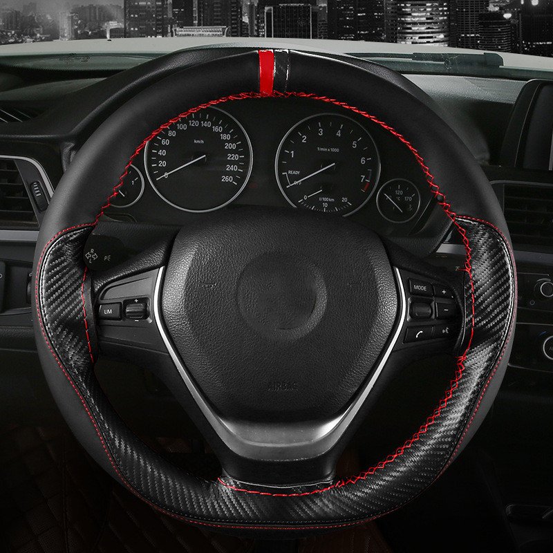 38CM Microfiber Leather DIY Cars Steering wheel Cover Stitch