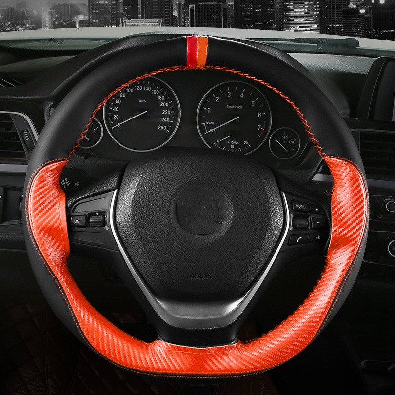 38CM Microfiber Leather DIY Cars Steering wheel Cover Stitch