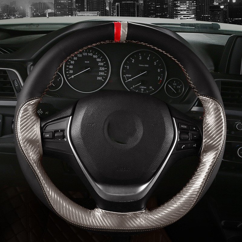 38CM Microfiber Leather DIY Cars Steering wheel Cover Stitch