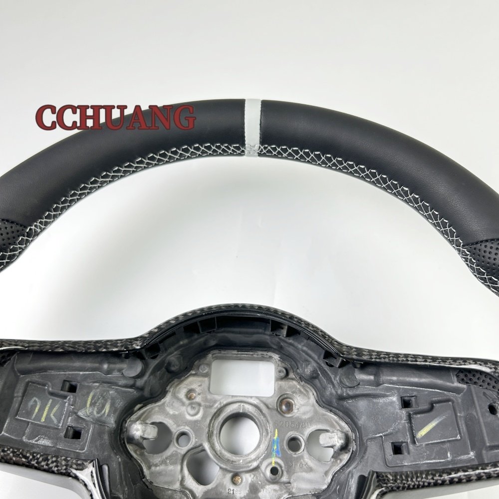 Custom black perforated leather steering wheel for Volkswagen Golf 7 GTI carbon fiber steering wheel