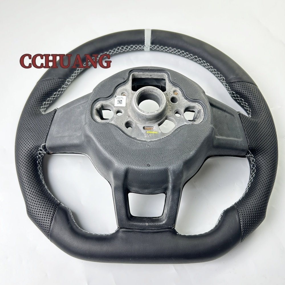 Custom black perforated leather steering wheel for Volkswagen Golf 7 GTI carbon fiber steering wheel