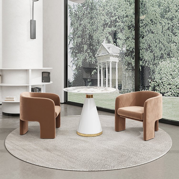 Factory Directly OEM Customized Wooden Frame Armrest Chair Dining Chair Velvet Fabric Hotel Living Room Lounge Leisure Chair