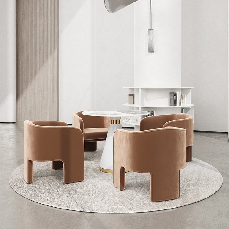 Factory Directly OEM Customized Wooden Frame Armrest Chair Dining Chair Velvet Fabric Hotel Living Room Lounge Leisure Chair