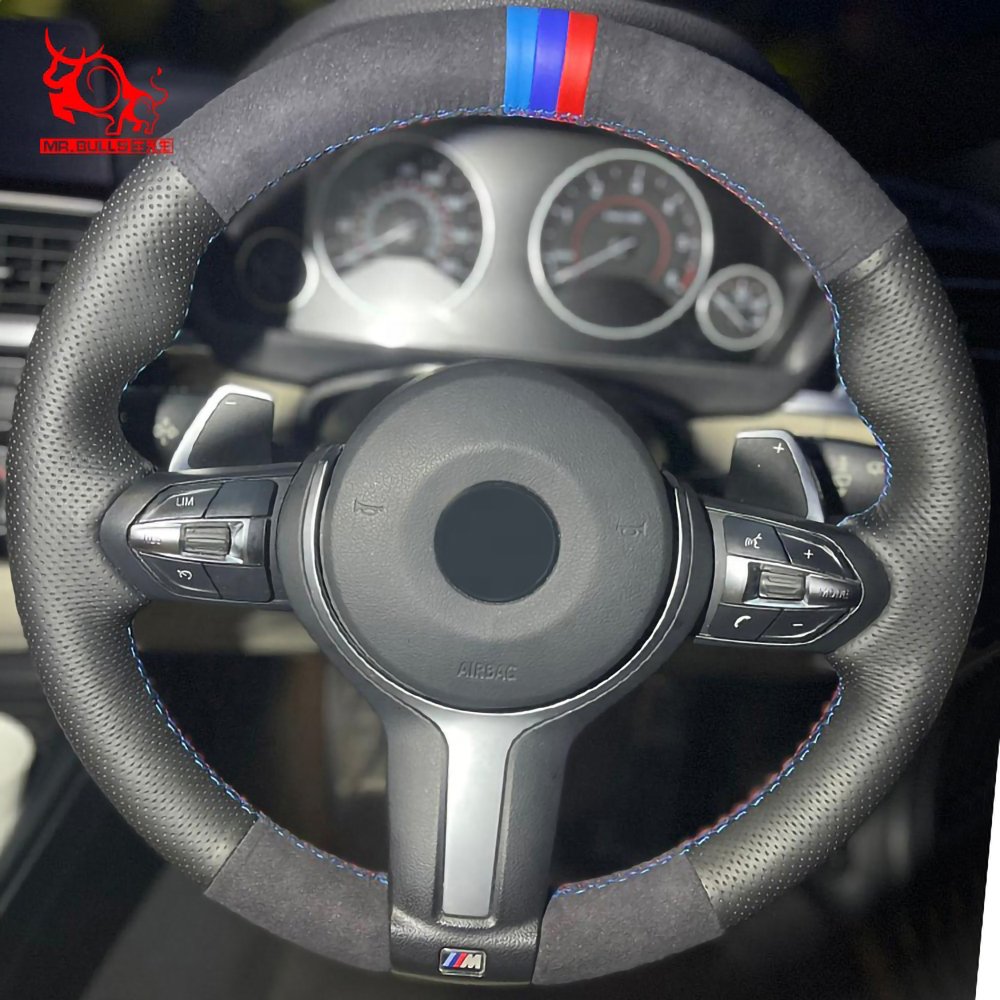 Suede Steering Wheel Cover DIY Custom Genuine Leather for BMW X1 X6 M 2-series Gran M6 Coupe X4 M40i Sports Customized Color