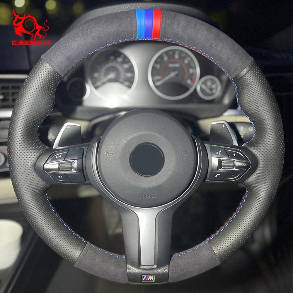 Suede Steering Wheel Cover DIY Custom Genuine Leather for BMW X1 X6 M 2-series Gran M6 Coupe X4 M40i Sports Customized Color