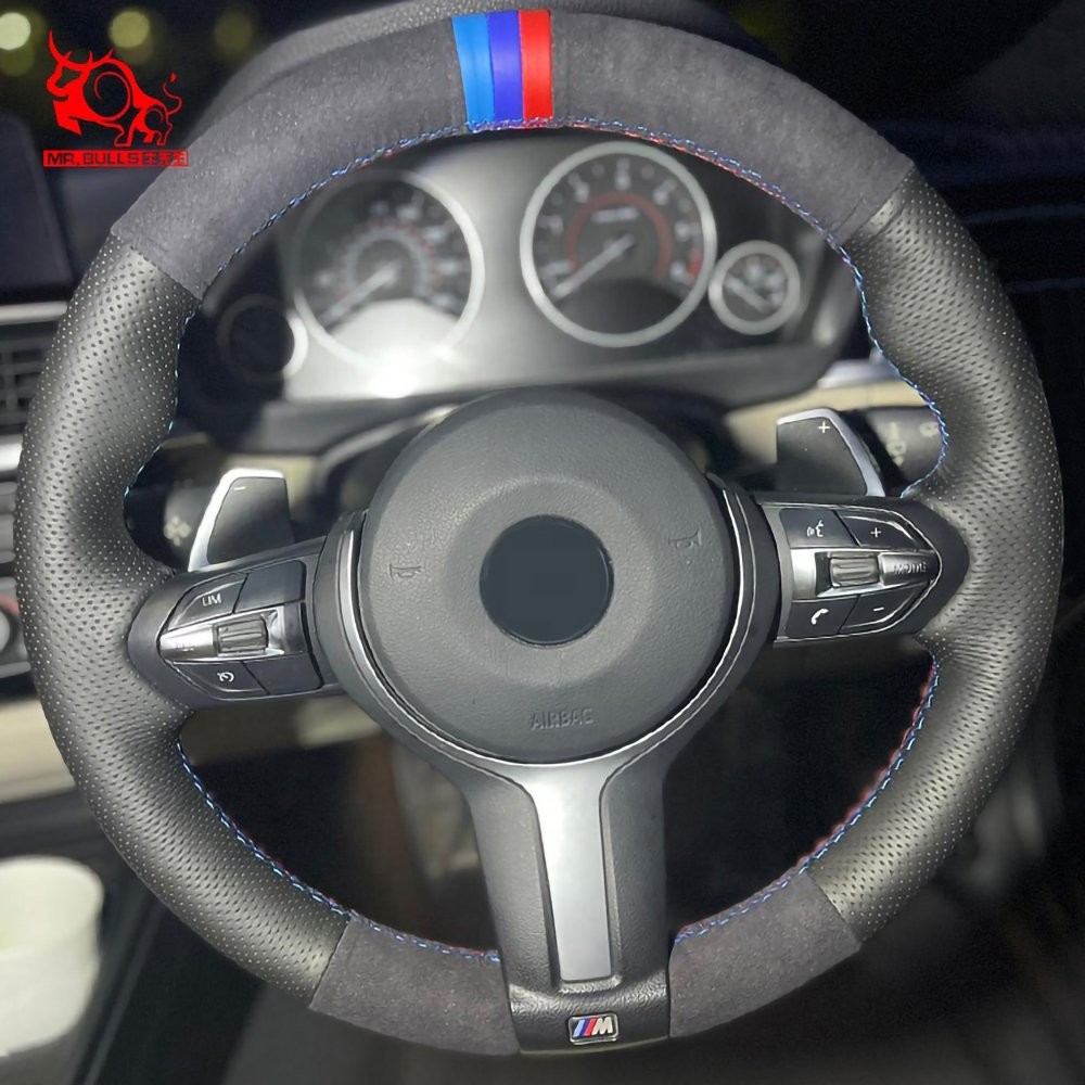 Suede Steering Wheel Cover DIY Custom Genuine Leather for BMW X1 X6 M 2-series Gran M6 Coupe X4 M40i Sports Customized Color