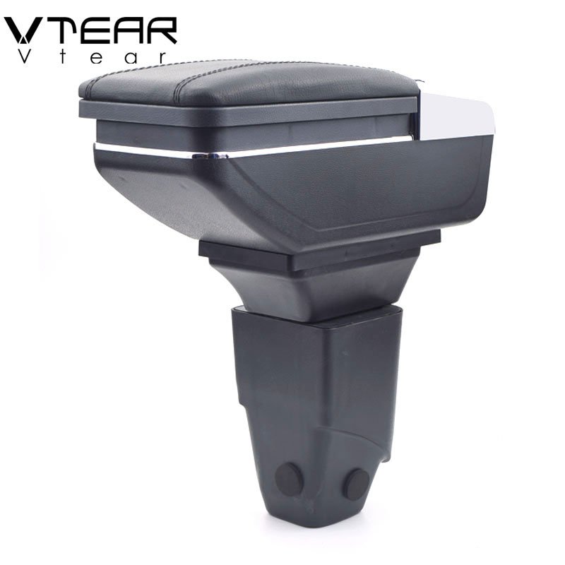 Vtear for PEUGEOT 206 207 Armrest Leather Central Store Storage Box Red Thread Car-styling Interior ABS Arm Rest Accessories