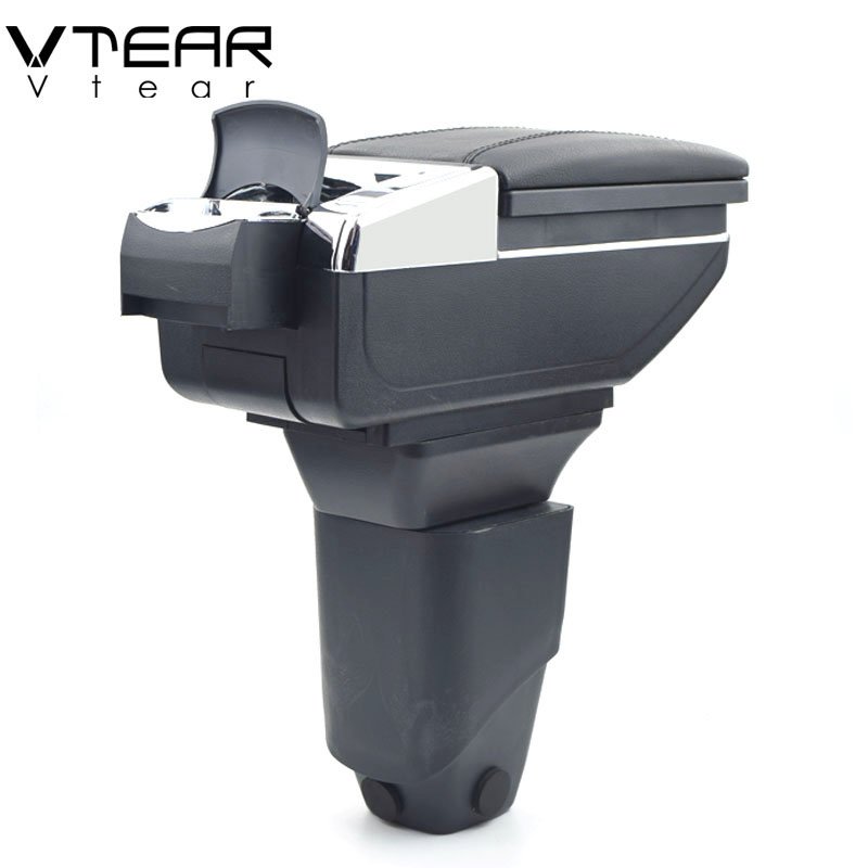 Vtear for PEUGEOT 206 207 Armrest Leather Central Store Storage Box Red Thread Car-styling Interior ABS Arm Rest Accessories