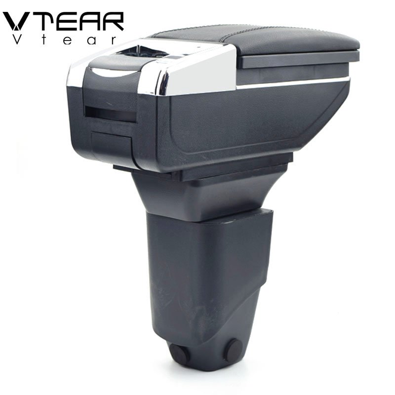 Vtear for PEUGEOT 206 207 Armrest Leather Central Store Storage Box Red Thread Car-styling Interior ABS Arm Rest Accessories
