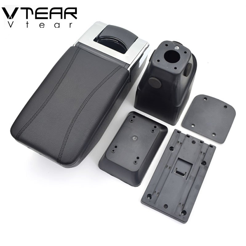 Vtear for PEUGEOT 206 207 Armrest Leather Central Store Storage Box Red Thread Car-styling Interior ABS Arm Rest Accessories