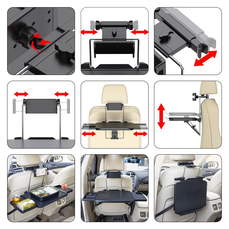 Creative design two sides drawers car Back seat laptop folding tray car seat back table