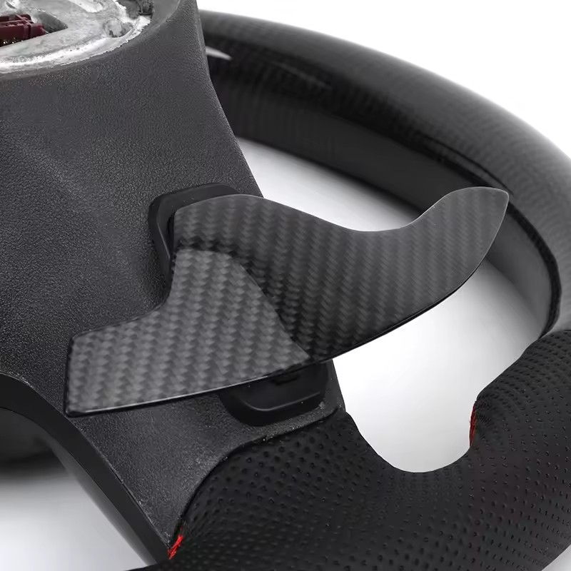 With Piano Black Trim Half Perforated Leather Carbon LED Steering Wheel for Mercedes W204 W205 C180 W221 W222 W213 C43 C63 AMG