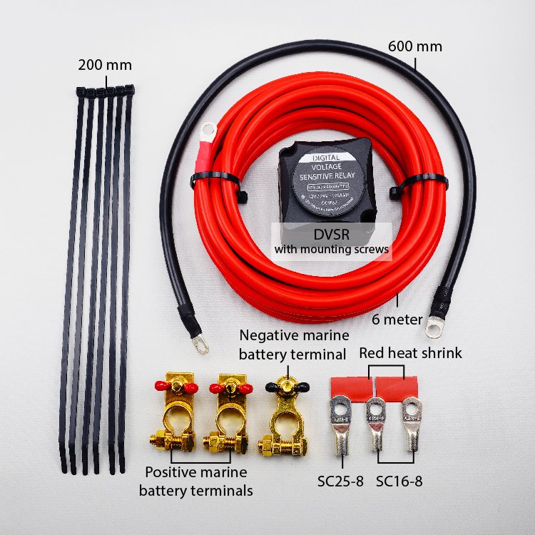 VSR Relay Kit with Cables and Accessories to Add Second Battery for Caravan RV Trucks