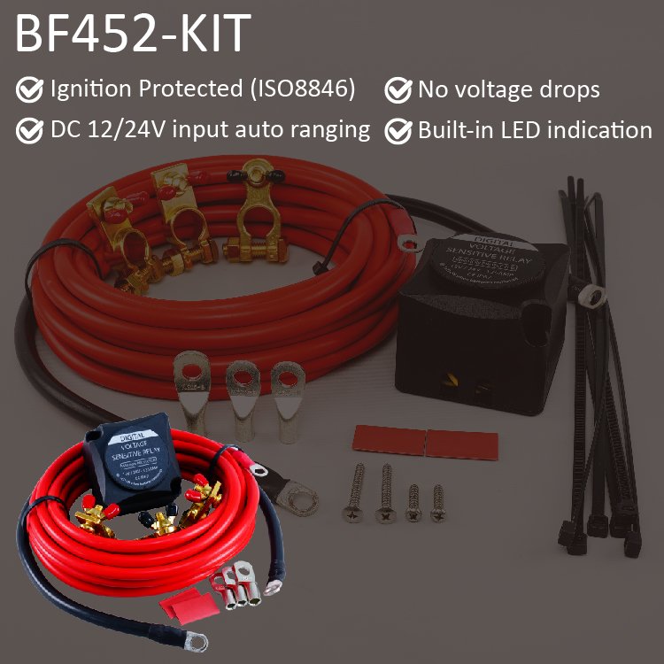 VSR Relay Kit with Cables and Accessories to Add Second Battery for Caravan RV Trucks