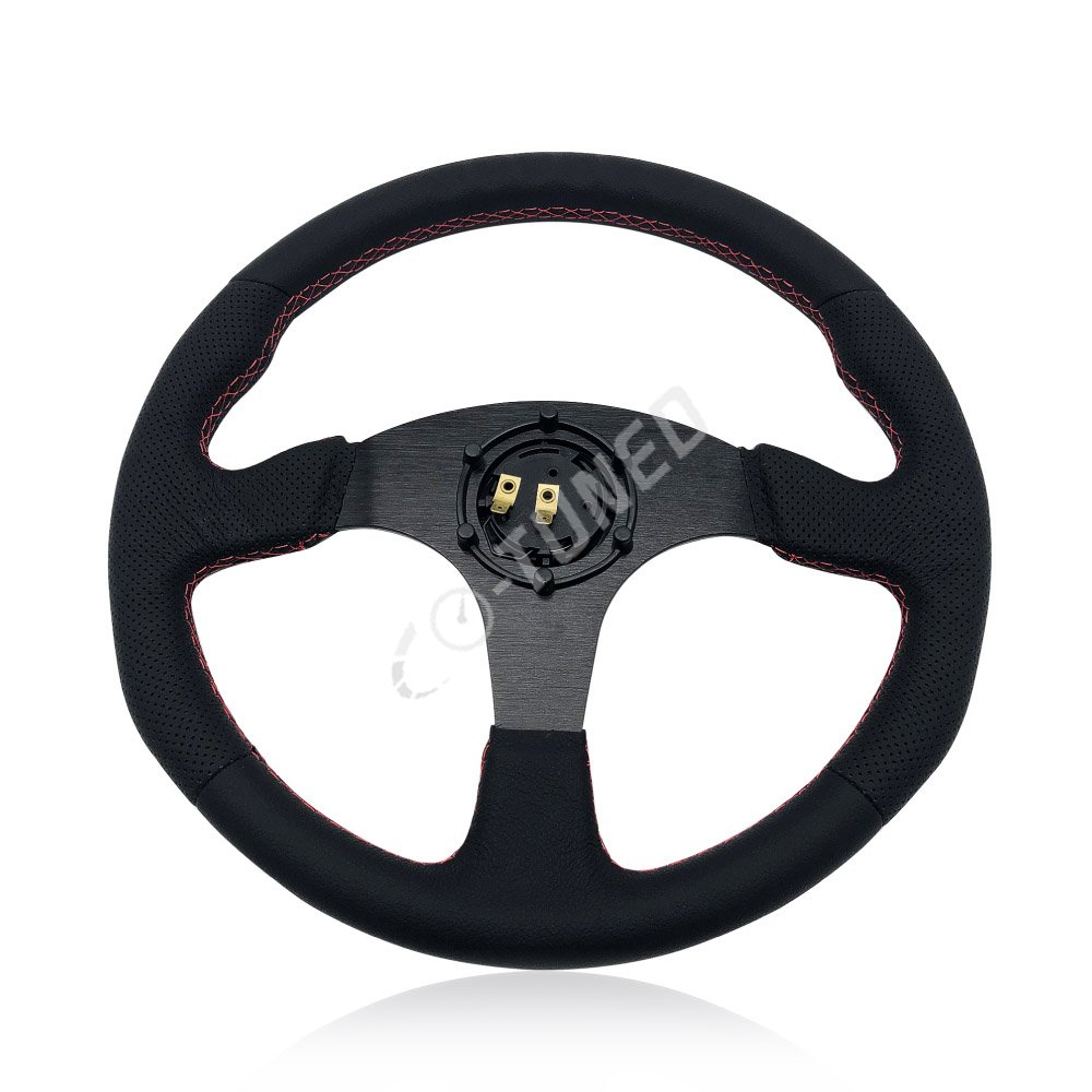 Flat Car Steering Wheel Leather Steering Wheel Black Steering Wheel For Universal 350mm