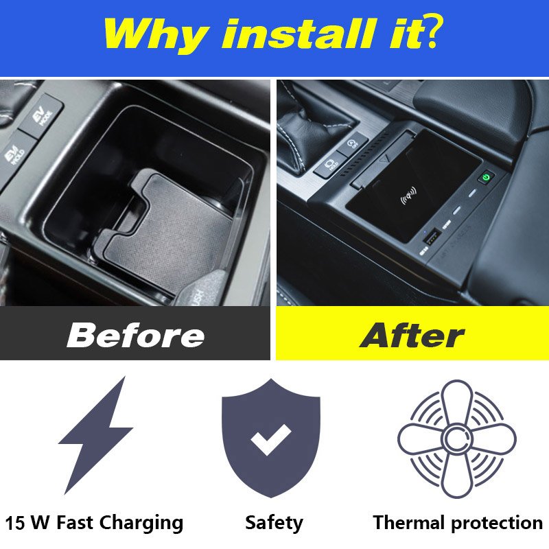15W Fast Phone Charging QI Car Wireless Charger Interior Modification for Lexus ES ES200 ES260 250 ES300h Accessories 2021-2019