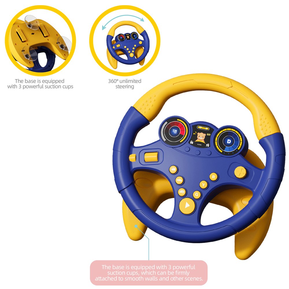 New Products Eco-friendly Fashion Educational Games Foot Pedal Simulation Driving With Light Music Steering Wheel Toys For Kids
