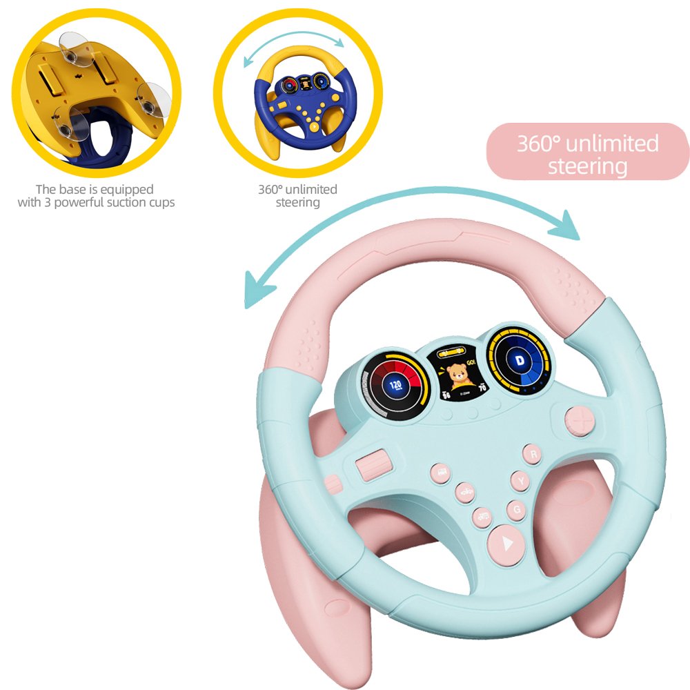 New Products Eco-friendly Fashion Educational Games Foot Pedal Simulation Driving With Light Music Steering Wheel Toys For Kids