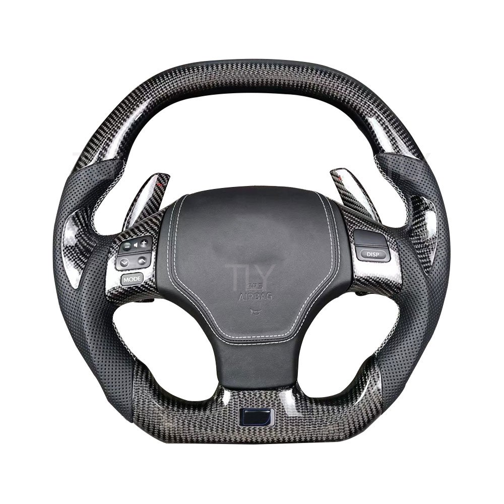 For Lexus IS ISF IS250 IS300 Car Interior Accessories Customized Black Perforated Leather Carbon Fiber Steering Wheel
