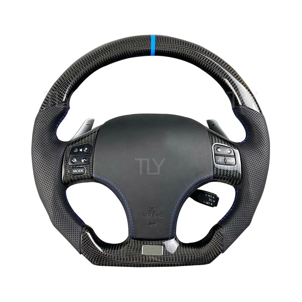 For Lexus IS ISF IS250 IS300 Car Interior Accessories Customized Black Perforated Leather Carbon Fiber Steering Wheel