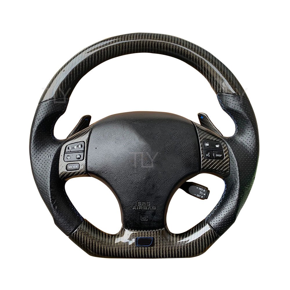 For Lexus IS ISF IS250 IS300 Car Interior Accessories Customized Black Perforated Leather Carbon Fiber Steering Wheel