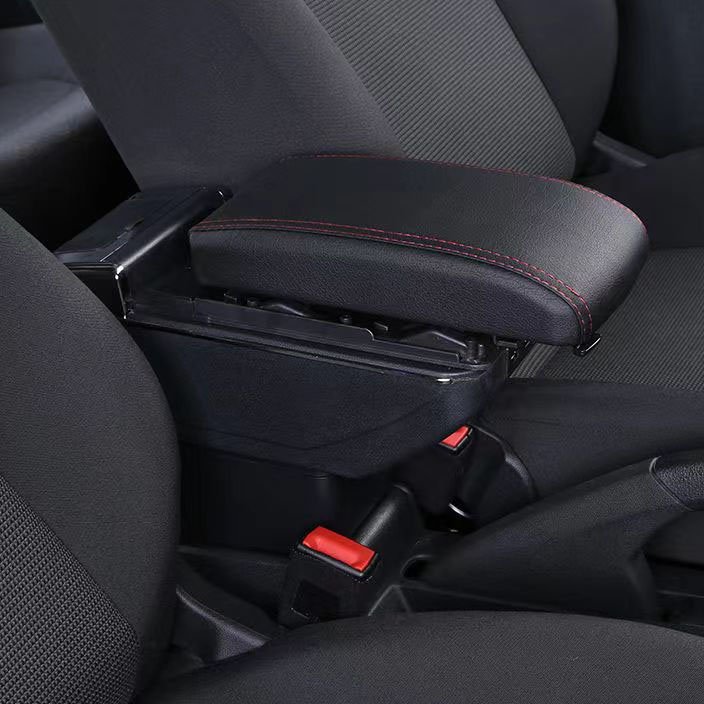 PU Leather Central Store Content Storage Box with USB Charging Cup Holder Arm Rest Box for Hyundai I20