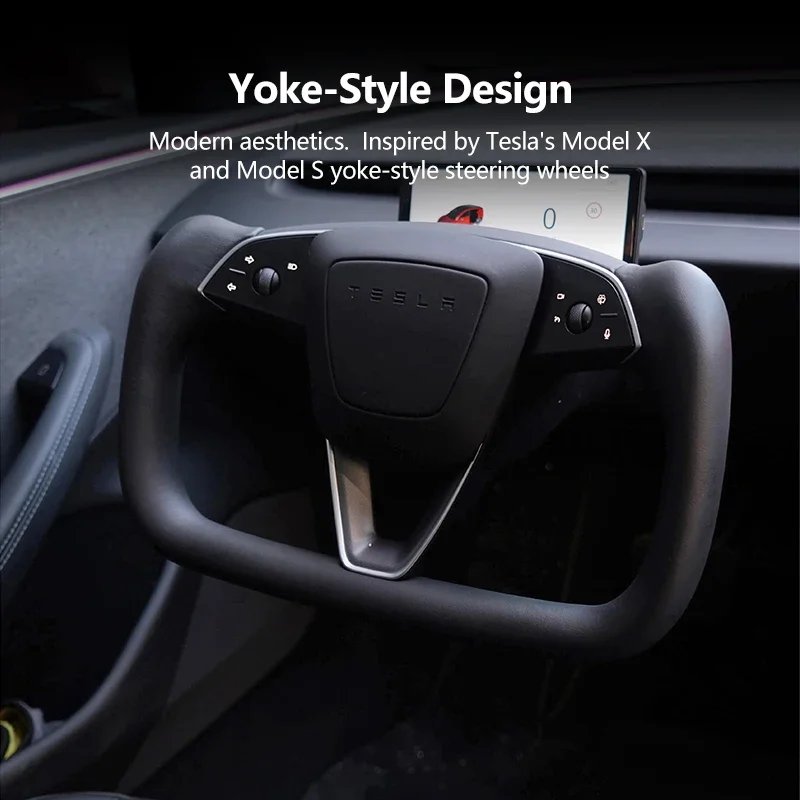 Heated Steering Wheel for Tesla Model 3 Highland Yoke 2024 Custom Car Accessories Black Leathers