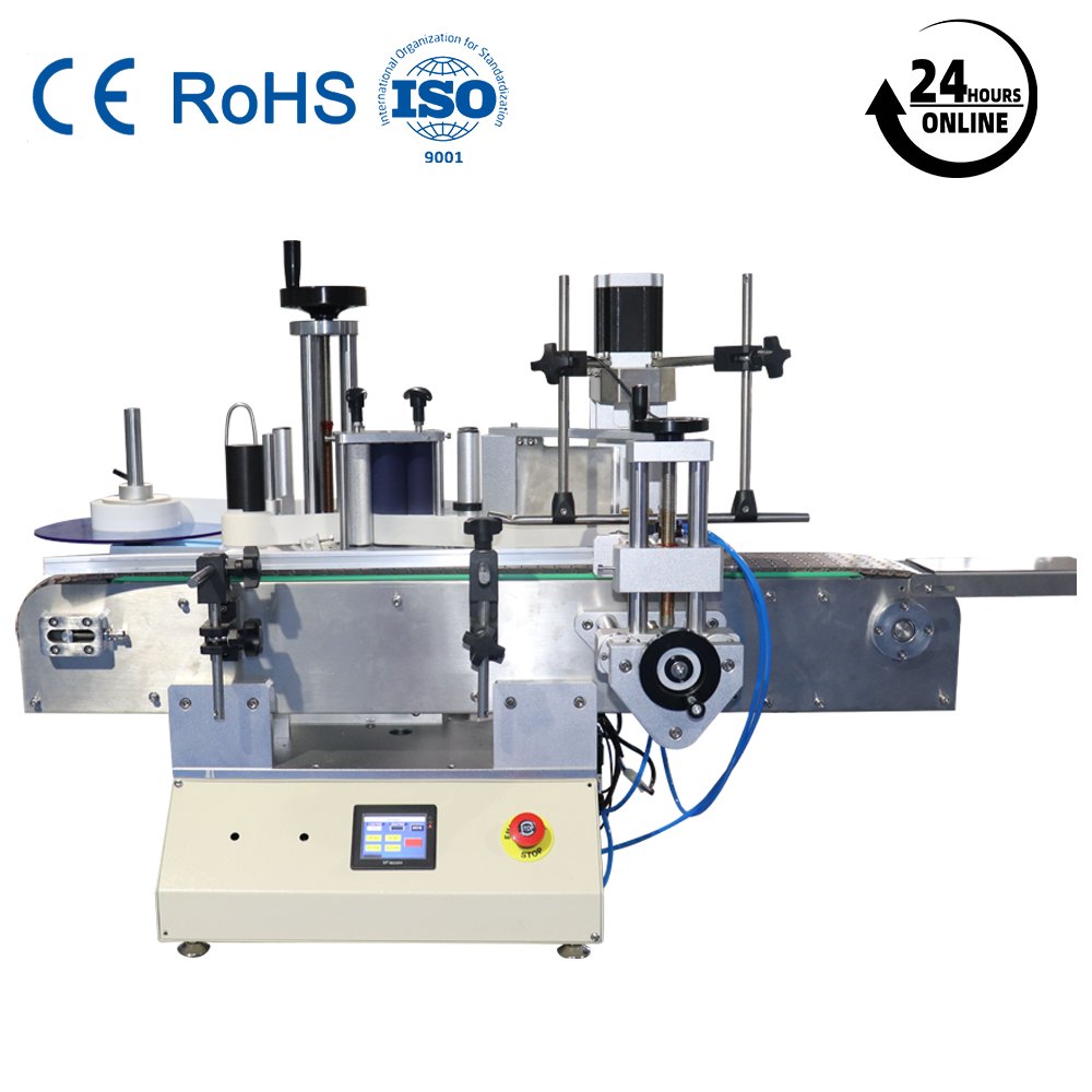 Fully Automatic Desktop Round Bottle Labeling Machine for Wine & Vodka New Condition for Food Glass Case Packaging