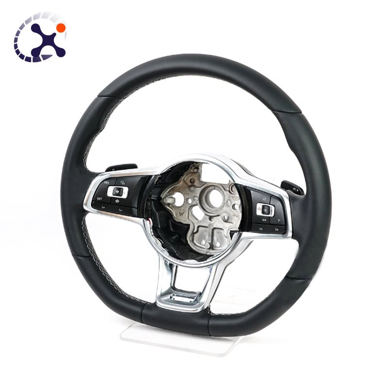 For Volkswagen MK7 MK6 Golf7 Polo CC Jetta Tiguan GTI Rline Custom Black Leather Steering Wheel