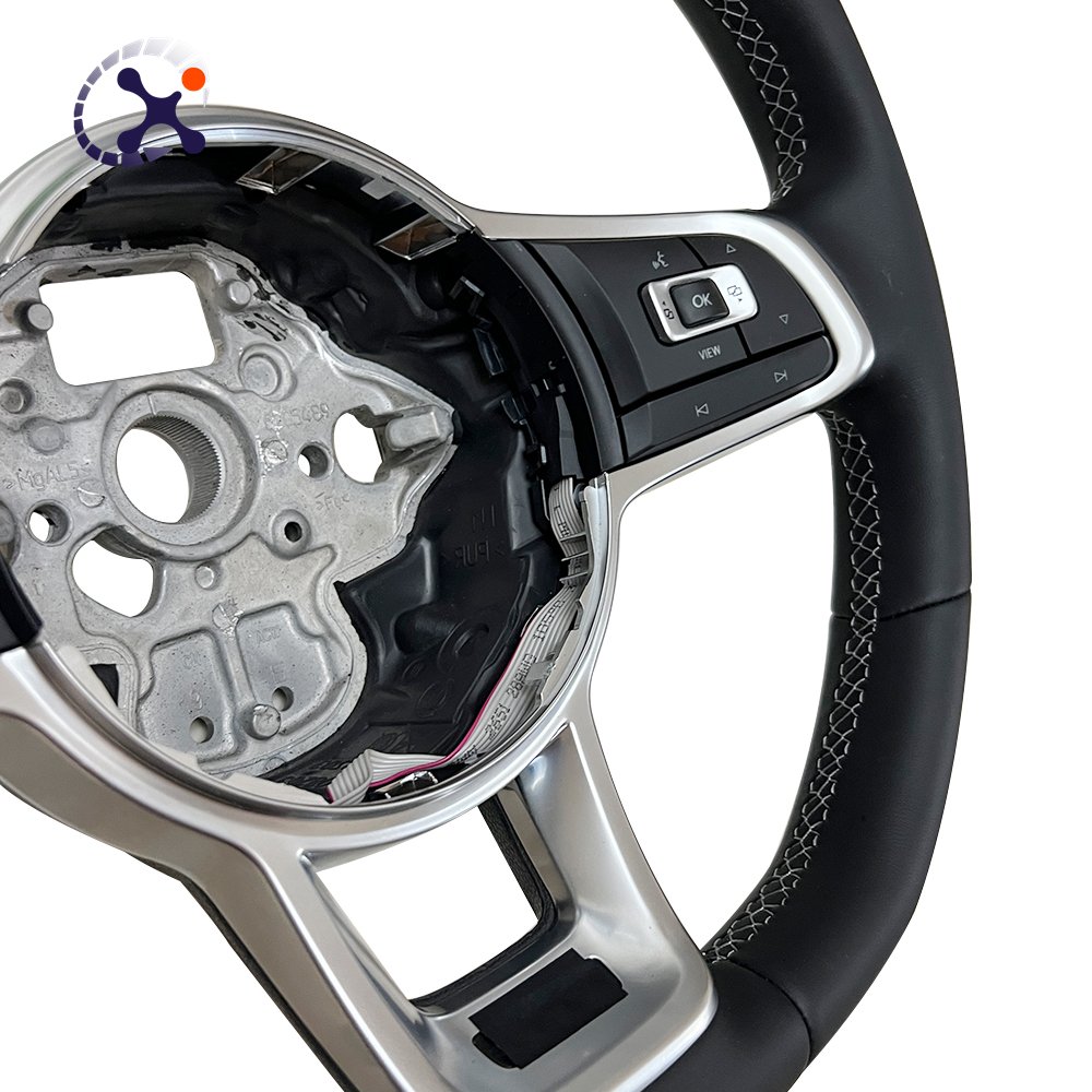 For Volkswagen MK7 MK6 Golf7 Polo CC Jetta Tiguan GTI Rline Custom Black Leather Steering Wheel