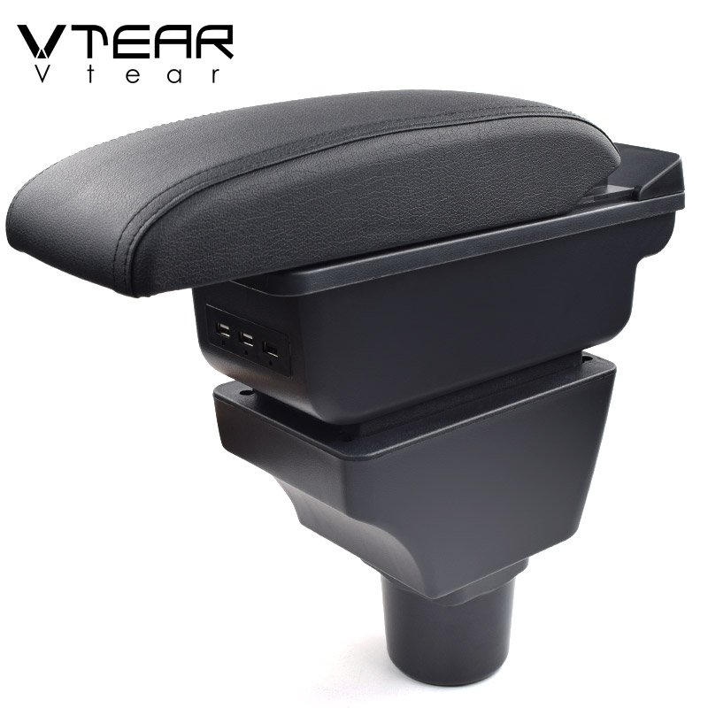 Vtear Arm Resoutdoor Tools Armrest Leather USB Inbladece Storage Box Thread Car-knifeng Interior ABS 2018 Red for Ford FIGO